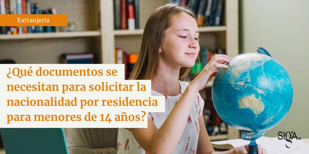 ¿Qué documentos se necesitan para solicitar la nacionalidad por residencia para menores de 14 años?